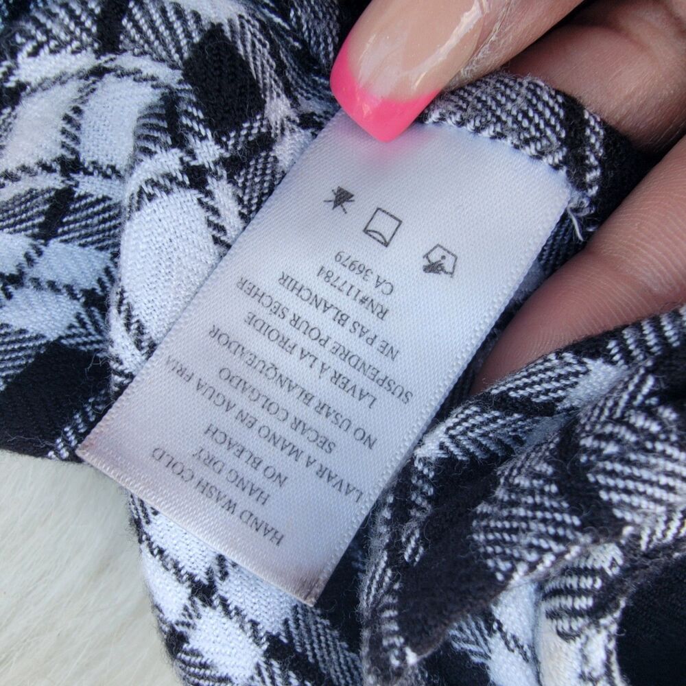 Rails Jordyn Plaid Side Split Tunic Duster Blk/wht Sz Xs Flannel Collared Long - Picture 7 of 7